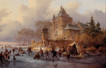 Frederik Marinus Kruseman – Zimowy krajobraz z łyżwiarzami